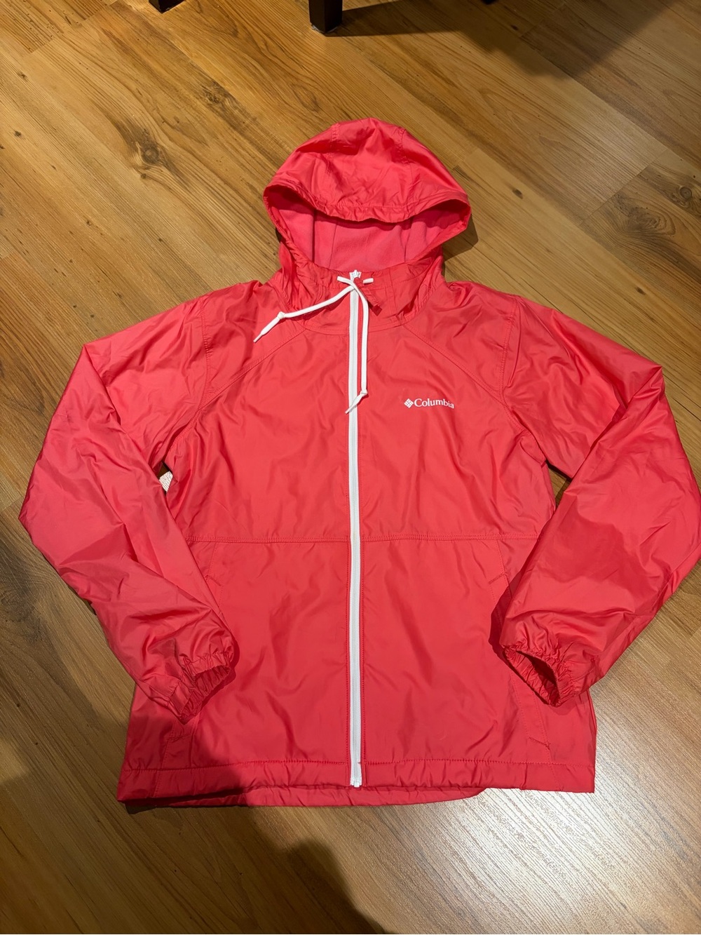 Columbia Bright Coral Pink Hooded Windbreaker